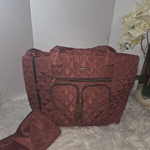 NWOT Joan & David Quilted Burgandy Travel Bag